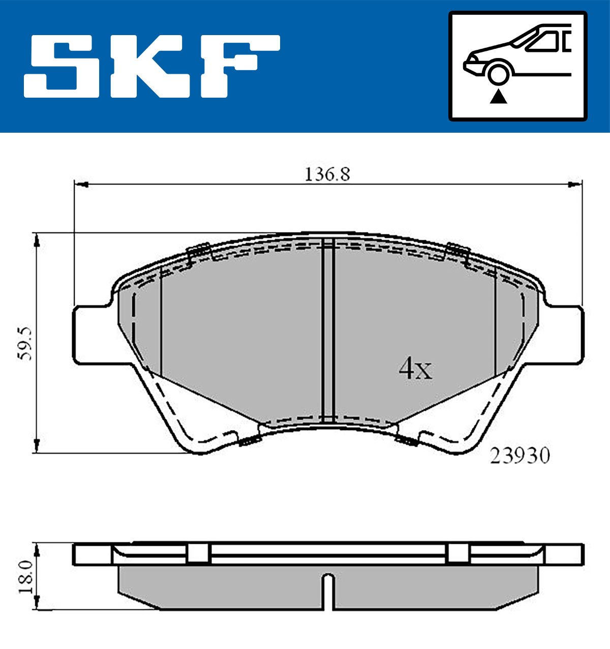 Set placute frana,frana disc VKBP 80163 SKF